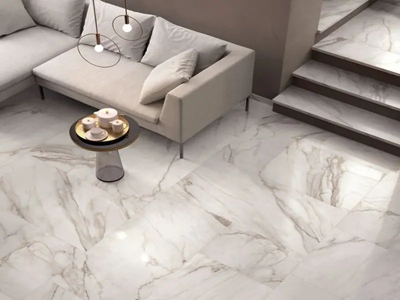 Tiled floor running through a room, Canberra home